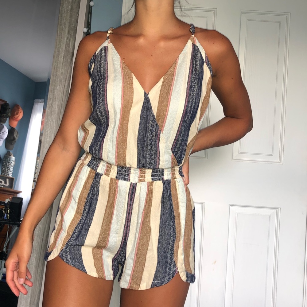 Striped romper with strappy back